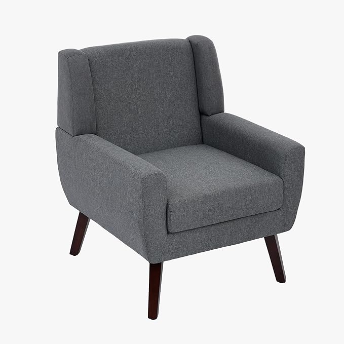 UIXE Accent Chair, Fabric Upholstered Armchair for Living Room, Comfy Arm Chair Single Sofa Bedroom Side Reading Seat - Flax Gray