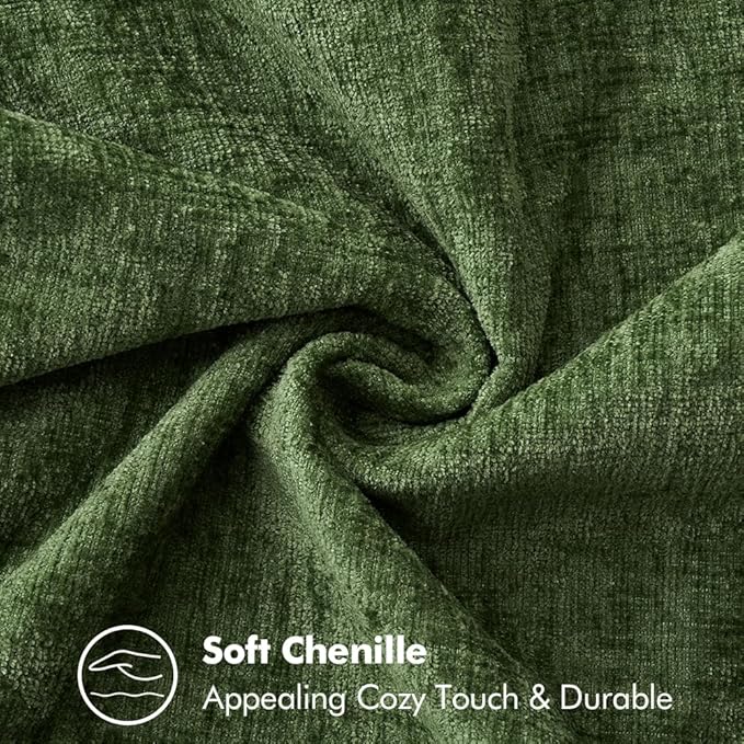 MIULEE Pack of 2 Christmas Pillow Covers 16x16 Inch Moss Green Farmhouse Decorative Throw Pillow Covers with Stitched Edge Soft Chenille Solid Dyed Couch Pillow Covers for Sofa Bed Living Room