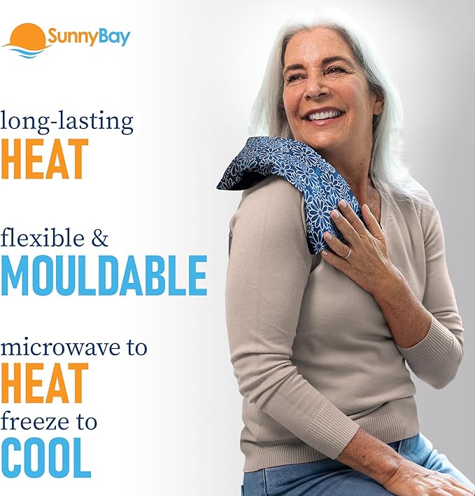 SunnyBay Small Microwave Heating Pad, Microwavable Versatile Cold/Heated Neck and Shoulder Wrap for Back Pain and More, Moist Heat Cotton-Fleece Pad with Flax Seed Filling, 6x11 in, Royal Flowers
