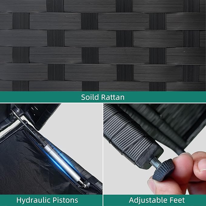 YITAHOME 230 Gal Outdoor Storage Box, XXL All-Weather Wicker Deck Box for Patio Furniture, Cushions, Pool Accessories and Garden Tools - Black