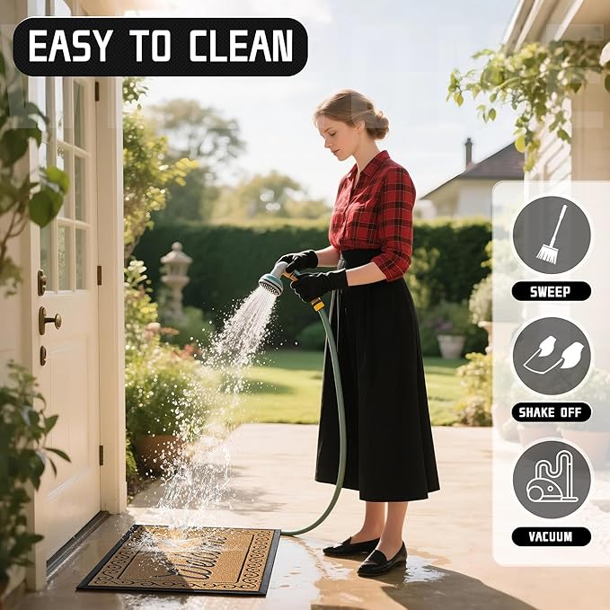 Yimobra Welcome Front Door Mat, Heavy Duty Easy Clean Doormat Indoor Outdoor, Waterproof Quick Dry Floor Mat for Home, Garage, Hign Traffic Areas, Non Slip, Low Profile, 29.5X17 Inches, Yellow