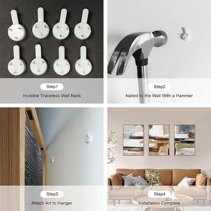 Modern Abstract Framed Canvas Wall Art Set, Neutral Textured Wall Decor, Boho Minimalist Gold and Gray Wall Painting for Living Room, Bedroom, Dining Room, Office - 16" x24" x3