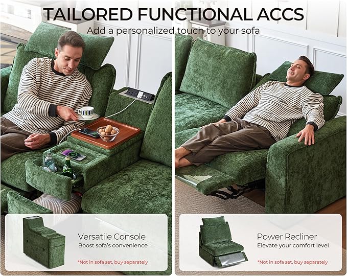 Oversized Modular Sofa Comfy Cloud Couch with Storage, Extra Deep Plush Sectional Sofa Set for Living Room, Covers Washable, Chenille, Olar (Green, 8-Seater with Corner & 2 Ottomans, u-Shaped)
