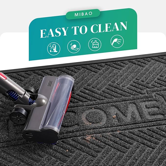 Mibao Front Door Mat Outside Entrance, Durable Outdoor Indoor Mat, Low Profile Heavy Duty Doormat, Non-Slip, Traps Dirt and Moisture, Easy Clean Patio Porch Entryway Mat, 47" x 32", Grey