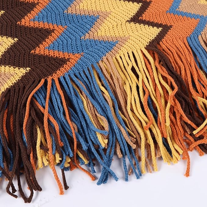 Boho Throw Blanket - Bohemian Fringe Tassels, for Bed Couch Soft ChairBlanket Double Sided (50"x70") (Yellow)