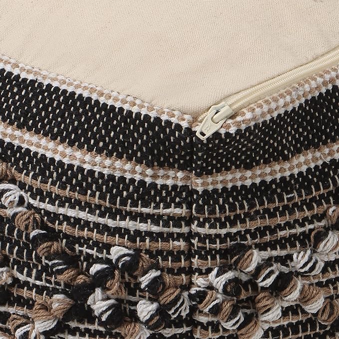 REDEARTH · Tufted Pouf Ottoman with Filler Textured Storage Cube Bean Bag Pouffe Footrest for Indoor; 100% Cotton (17.5"X17.5"X17.5", Black Jasper)