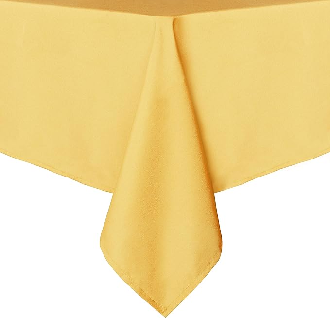 sancua Rectangle Tablecloth - 60 x 84 Inch - Stain and Wrinkle Resistant Washable Polyester Table Cloth, Decorative Fabric Table Cover for Dining Tables, Buffet Parties and Camping, Yellow