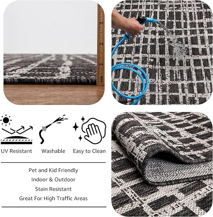 Keen Home Design Outdoor Runner Rug - 2x10 Washable Indoor/Outdoor Rug for Patio, Balcony, Kitchen, Garden, Beach, Deck and Porch. Size: 2'2" x 9'11"