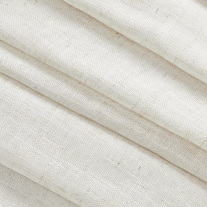 MYSKY HOME Linen Curtains for Sliding Glass Door, Back Tab Semi Sheer Curtain Panels Extra Long Floor Length Drapes Linen Texture Soft Touch Country Curtains, 50x102 Inch, Linen, Set of 2