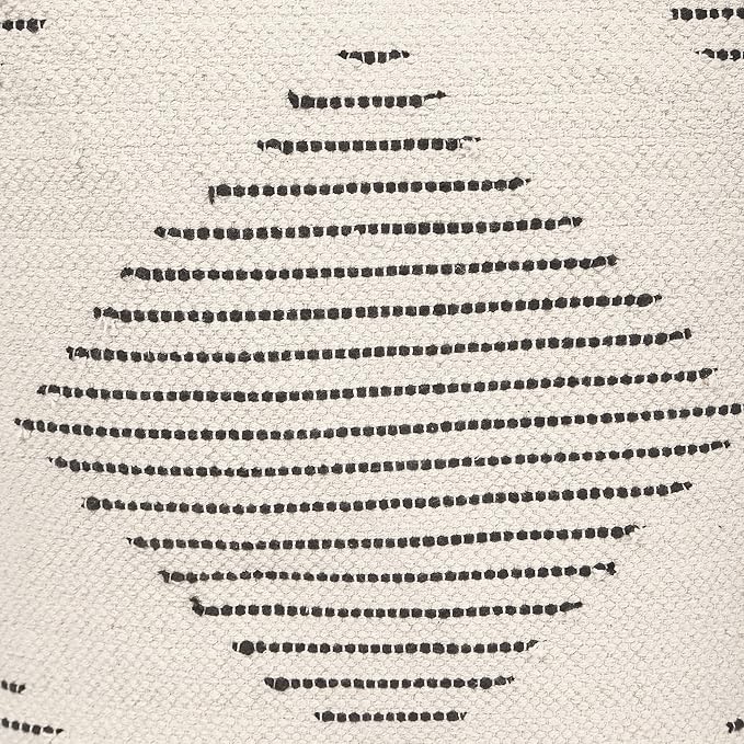 REDEARTH · UNSTUFFED Pouf Ottoman Cover Textured Boho Storage Square Home Decor Poof Pouffe Space Saver Footrest for Living Room, Bedroom, Nursery, Kidsroom; 100% Cotton (18"x18"x18"; Black)