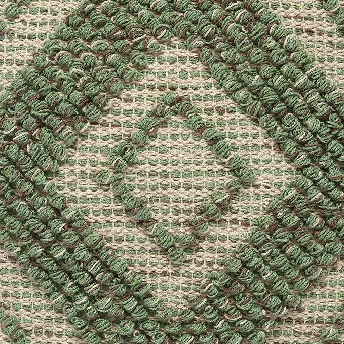 REDEARTH · Tufted Pouf Ottoman with Filler Textured Storage Cube Bean Bag Pouffe Footrest for Living Room, Bedroom, Nursery, Kidsroom; 100% Cotton (17.5"X17.5"X17.5", Solitaire Lozenge Kiwi)