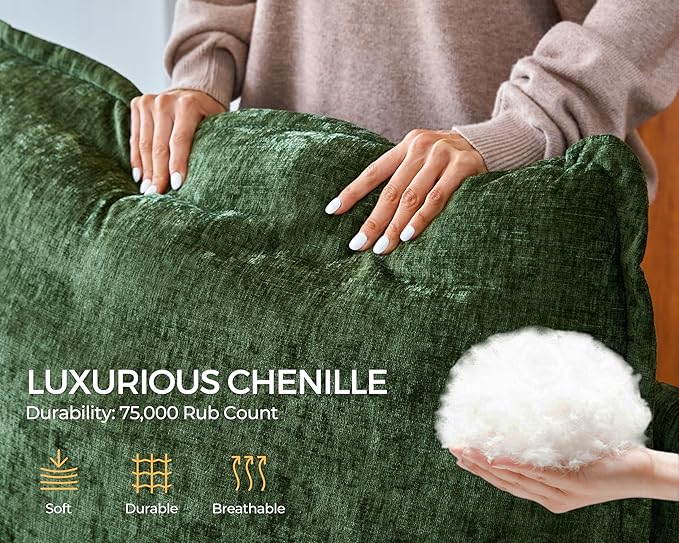 Oversized Modular Sofa Comfy Cloud Couch with Storage, Extra Deep Plush Sectional Sofa Set for Living Room, Covers Washable, Chenille, Olar (Green, 8-Seater with Corner & 2 Ottomans, u-Shaped)