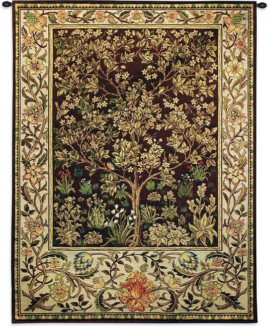 Tree of Life - Arts and Crafts - William Morris - Ornate Spiritual Tree Pattern - Cotton Woven Tapestry Wall Art Hanging - USA (53x40)