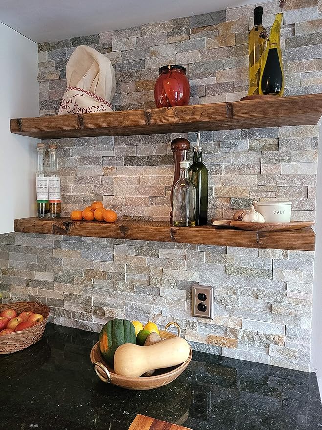 joelsantiques 36 Inch Floating Shelves - 36x9x2 in Wood Wall Shelf, Natural Wooden Home Decor for Bathroom Kitchen Bedroom, Hanging Mounted Invisible Bracket, Medium Brown
