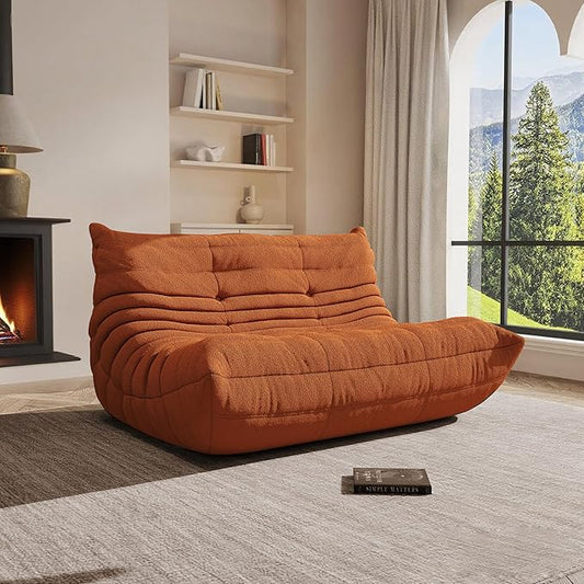 Bean Bag Chairs for Adults Giant Bean Bag Chair, 2 Seater with Memory Foam Filled Fireside Chair, Lazy Sofa Lounge Floor Sofa for Living Room, Bedroom, Office, No Assembly Required. (Orange)