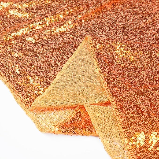 SquarePie Sequin Tablecloth 50 x 72 Inch Orange Sparkly Table Cloth for Halloween Thanksgiving Party Decoration