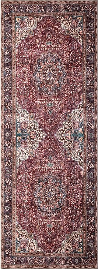 Keen Home Design 2x7 Rug - Machine Washable Runner Rug with Non-Slip Backing, Ideal for Hallway, Entryway, Kitchen, Laundry Room - Vintage, Easy Clean, Durable, Low Pile Rug - (2'6" x 7')