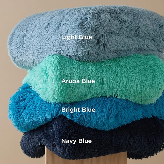 Bedsure GentleSoft Fuzzy Sherpa Faux Fur Twin Blanket Bright Blue Cozy Gifts for Women Men, Soft Fleece Plush Warm Minky Thick Blanket Twin Size for Bed, Blue Room Decor Dorm Essentials Gifts, 60x80