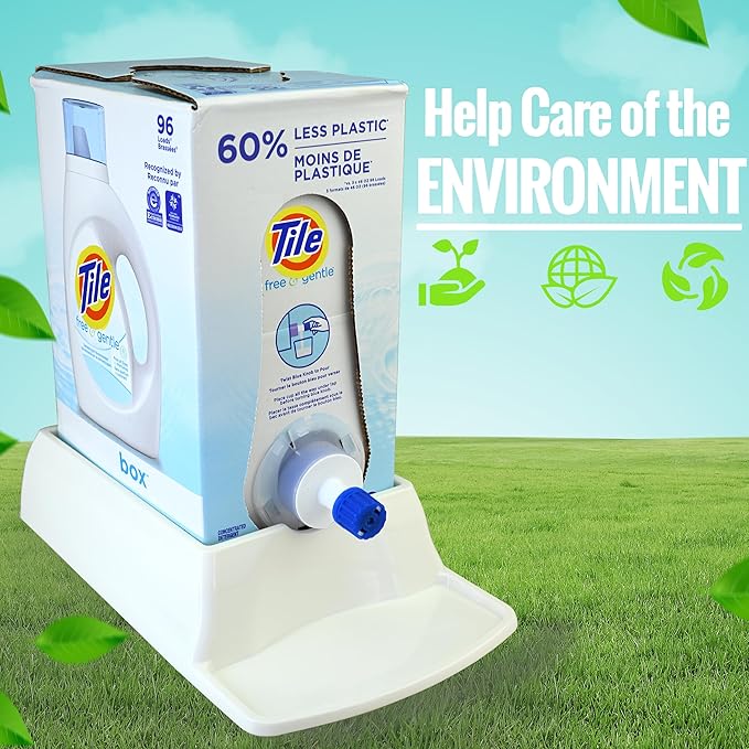 Skywin Detergent Box Riser (Eco Box), Raises Boxed Liquid Laundry Detergent Cup Holder & Drip Tray Catcher, Laundry Detergent Holder (White)