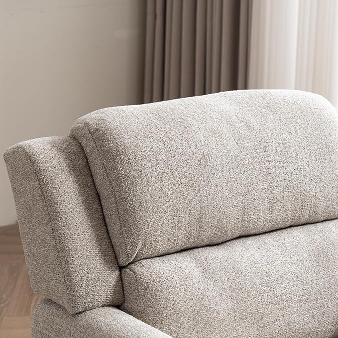 Kidol & Shellder Oatmeal Oversized Accent Chair for Living Room Mid Century Modern Reading Chair with Back Wide Upholstered Comfy Single Sofa Chair Bedroom Lounge Side Corner Boucle Fabric Armchair