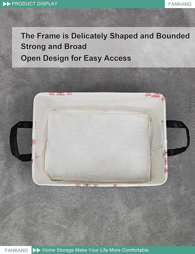 FANKANG Storage Bins, Nursery Hamper Canvas Laundry Basket Foldable with Waterproof PE Coating Large Storage Baskets for Kids Boys and Girls, Office, Bedroom, Clothes,Toys(Rec-castle carriage )