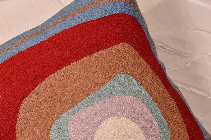 Kandinsky Modern Pillow Cover - Ruby Abstract Pillows | Contemporary Pillows | Mid Century Chair Cushions | Handmade Wool Size 18x18