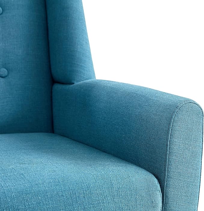 HUIMO Button-Tufted Accent Chairs,Upholstered Reading Living Room Chair,Mid Century Modern Chair with Linen Fabric, Club Chair,Comfy Arm Chairs for Living Room,Bedroom Lake Blue
