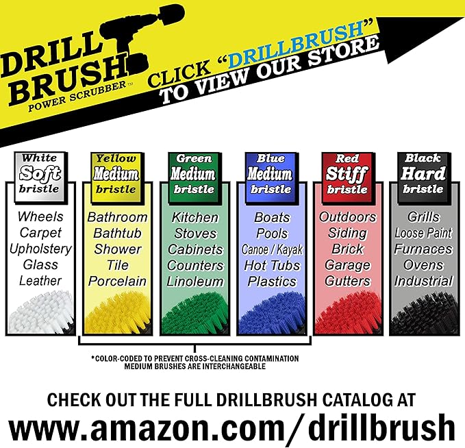 Drillbrush Headstone Cleaning Supplies - Outdoor Power Brush - Fountain Cleaner Tool - Deck Scrubbing Tool - Patio Cleaning Brush - Concrete Garage Floor Cleaner - Granite Scrubber Kit for Drill
