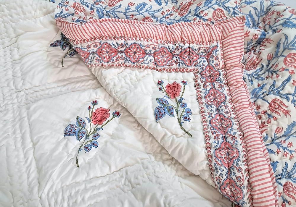Rose Pink King Size Blanket 108x108 – 100% Cotton Lightweight Bedspread – Soft Cozy All-Season Quilt for Bed, Couch, or Sofa – Boho Bedroom Throw Blanket