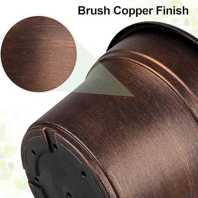 Plant Planters Pots Set of 4 Pack 13 Inch,Large Plastic Flower Pot for Indoor Plants with Drainage Holes & Trays, Resin Decorative Container Sets with Saucer for House Outdoor Garden Plant Copper