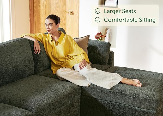 HONBAY Sectional Couch with Storage Seats, Modular Sectional Sofa with Storage Ottoman, U Shaped Sectional Couches for Living Room,Green