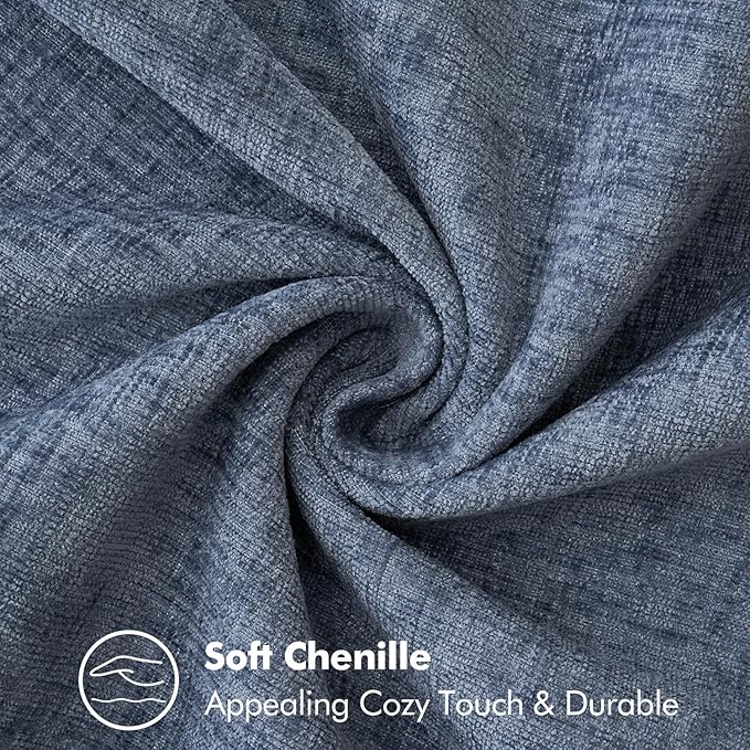 MIULEE Pack of 2 Couch Throw Pillow Covers 16x16 Inch Dark Grey Blue Farmhouse Decorative Pillow Covers with Stitched Edge Soft Chenille Solid Dyed Spring Pillow Covers for Sofa Bed Living Room