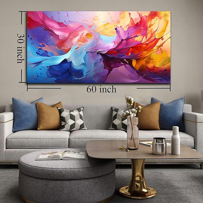 GUGIKA Abstract Wall Art for Living Room, Colorful Canvas Wall-Art for Bedroom, Print, 29x59 Inches