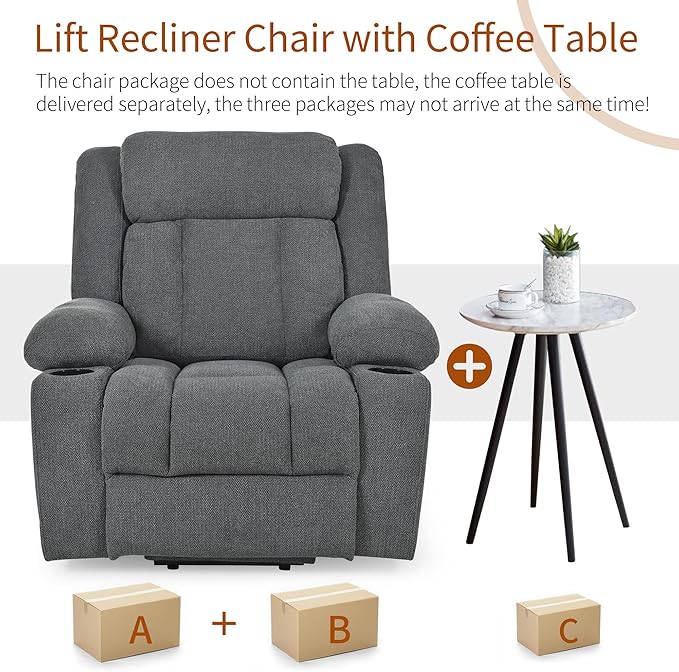Oversize Power Lift Recliner Chair for Big and Tall with Extended Footrest, Large Electric Lift Chairs, 400lbs Capacity, Remote Control, Cup Holders & Side Pockets
