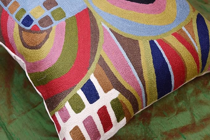 Hundertwasser Modern Pillow Cover Contemporary Pillowcase Outdoor Abstract Couch Accent Throw Pillowsham Mid Century Chair Cushions Handmade Wool Size 18x18