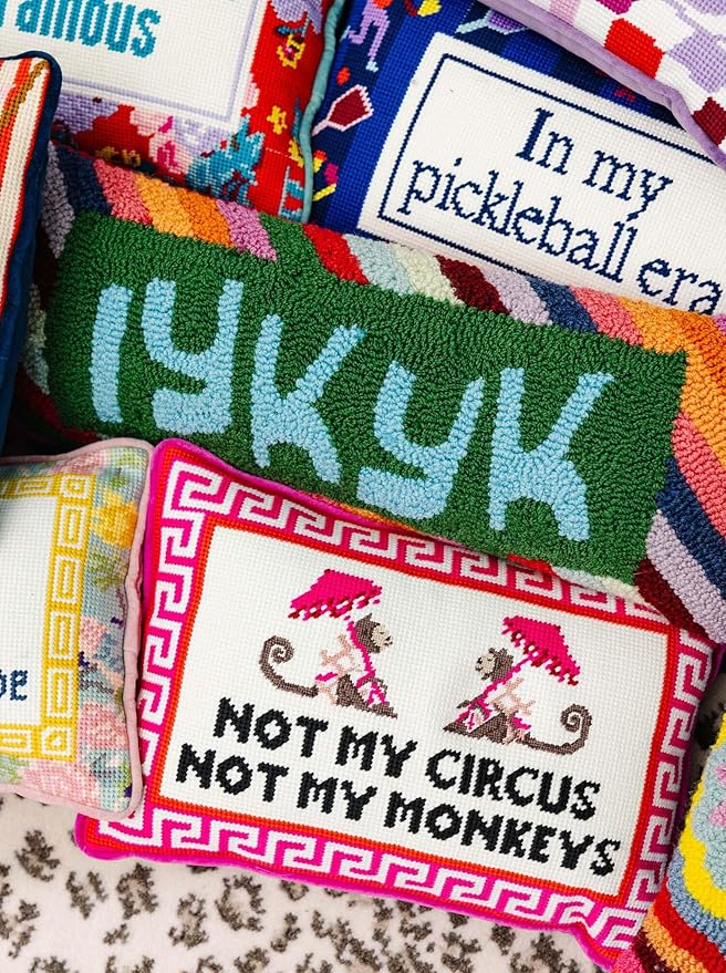 FURBISH Hook Decorative Throw Pillow - IYKYK - 8"x 20" - Small Embroidered Designer Pillow for Living Room, Couch, Sofa, Chair & Bed - Eclectic Home Decor