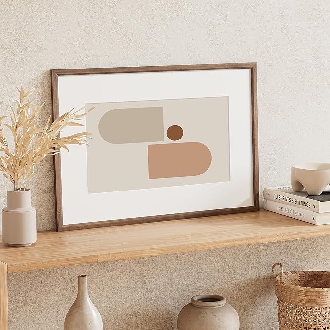 16x24 Poster Frame Natural Solid Walnut Photo Frames with 12x18 Removable Mat Wall Hanging Large Handcrafted Frame with HD Plexiglass Wall and Tabletop Display Large Picture Frame