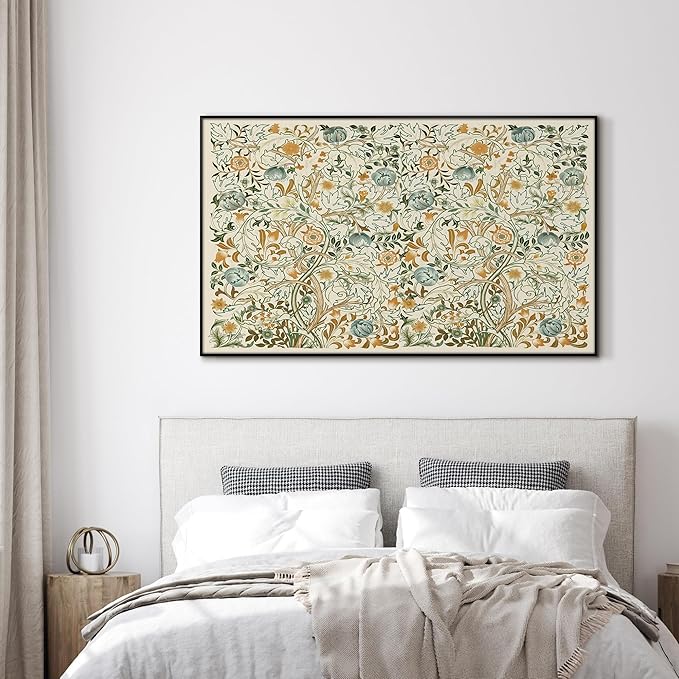 SIGNWIN 30"x60" Extra Large Framed Wall Art Vintage Botanical Floral with Golden and Teal Leaves, Elegant Nature Illustration for Home Living Room Bedroom Decor (Frame Assembly Required)