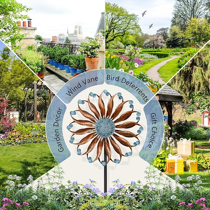 Wind Spinners Outdoor Metal Large with Stake- 84'' Wind Spinners for Yard and Garden - Windmill for Yard - Ideal Gift Metal Yard Art for Family, Friends, Garden Lovers (Willow Leaf)
