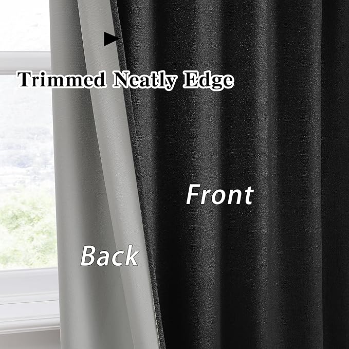 RAIN CITY Extra Wide Blackout Curtains 70 x 96 Inch Long, Linen Blend Black Out Pleated Curtains 2 Panels Set, Back Tab Pocket Textured Curtain for Home Office Patio Sliding Glass Door