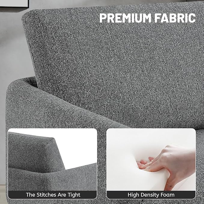 Oversized Accent Chair Set of 2 for Living Room Chairs Reading Arm Chair Comfy Modern Single Sofa Side Chairs with Metal Legs & Soft Cushion for Bedroom, Balcony,Waiting Room (Chenille, Dark Grey)