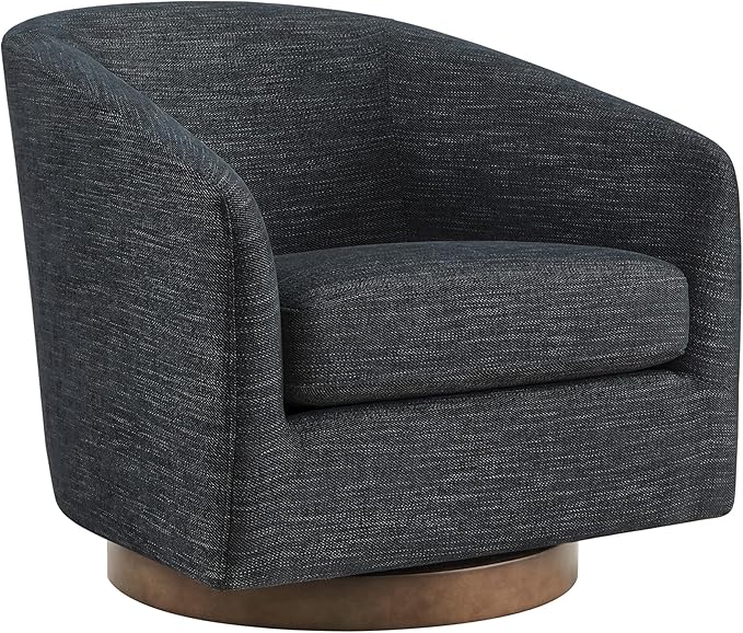CHITA Swivel Accent Chair, FSC Certified Upholstered Fabric Barrel Chair for Living Room, Fully Assembled, Midnight