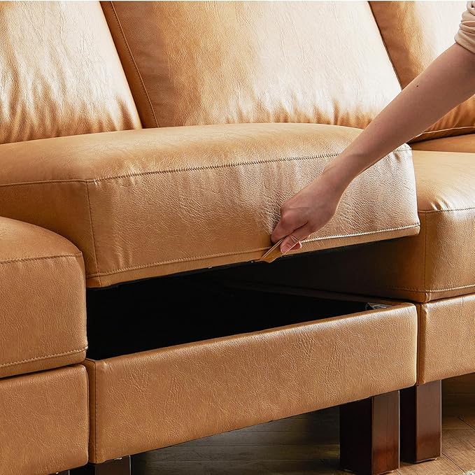 Large Modular Sofa Couch, 248'' Sectional Couch, Living Room Sets with Storage, 16 Seats Sets for House, Office,Villa, Tan