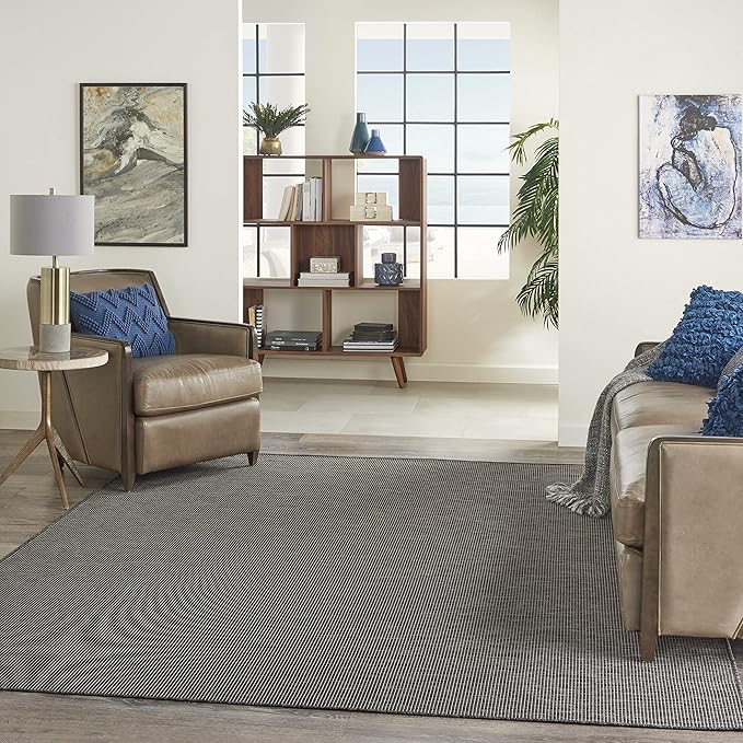 Nourison Home Positano 8' Runner Charcoal Fabric Modern Area Rug (8' Runner)