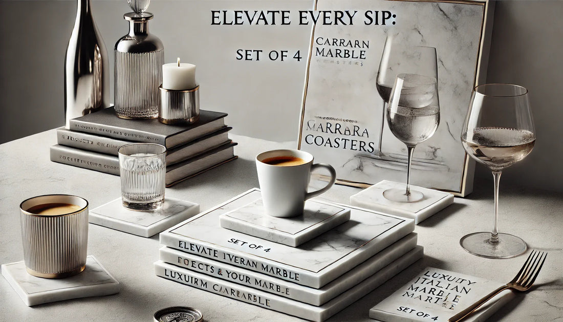 Elevate Every Sip: Luxury Italian Carrara Marble Coasters — Set of 4