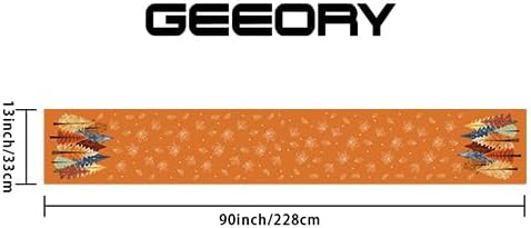 GEEORY Fall Watercolor Trees & Maple Leaves Table Runner 13x90 Inch, Rustic Farmhouse Autumn Thanksgiving Decor for Kitchen, Dining, Indoor/Outdoor Holiday Dinner Party Orange GT158-90