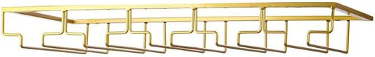 Wine Glass Rack - Under Cabinet Stemware Wine Glass Holder Glasses Storage Hanger 1 Pack Metal Organizer for Bar Kitchen 5 Rows Gold