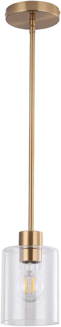 Brass Pendant Lights,Modern Farmhouse Pendant Light,Kitchen Pendant Mini Hanging Light for Sink Island,Adjustable Height,Home Décor Lighting