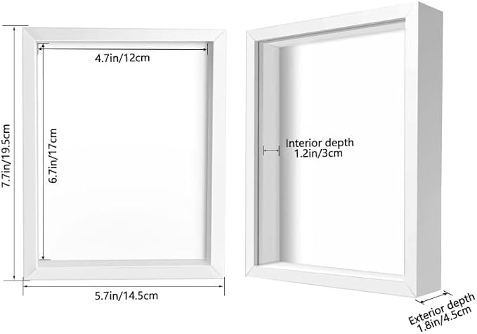 5x7 Small Shadow Box Frame Display Case , Display Case Box for Memorabilia, Medal, Wedding Memories, Crafts, Tickets and Photos (White, 5x7)
