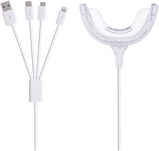 Teeth Whitening Accelerator Light, 32x Blue LED Light Mouth Tray Teeth Whitening Enhancer Light Trays Connected with iPhone/Android/USB for Home Use